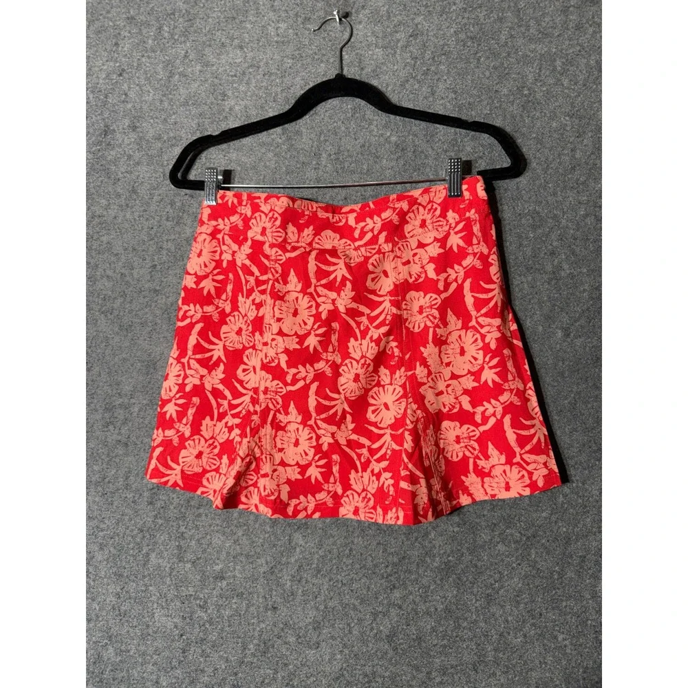 RipSkirt Hawaii Length 1 Mini Skirt Red Tropical Floral Small Adjustable‎ Wrap